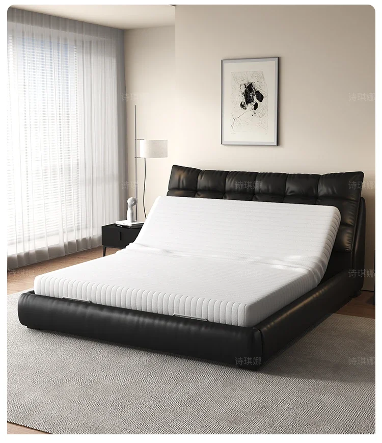 

Light Luxury Electric Leather Bed Modern Simple Remote Control Smart Bed Master Bedroom Double Lifting Multifunctional Soft Bag