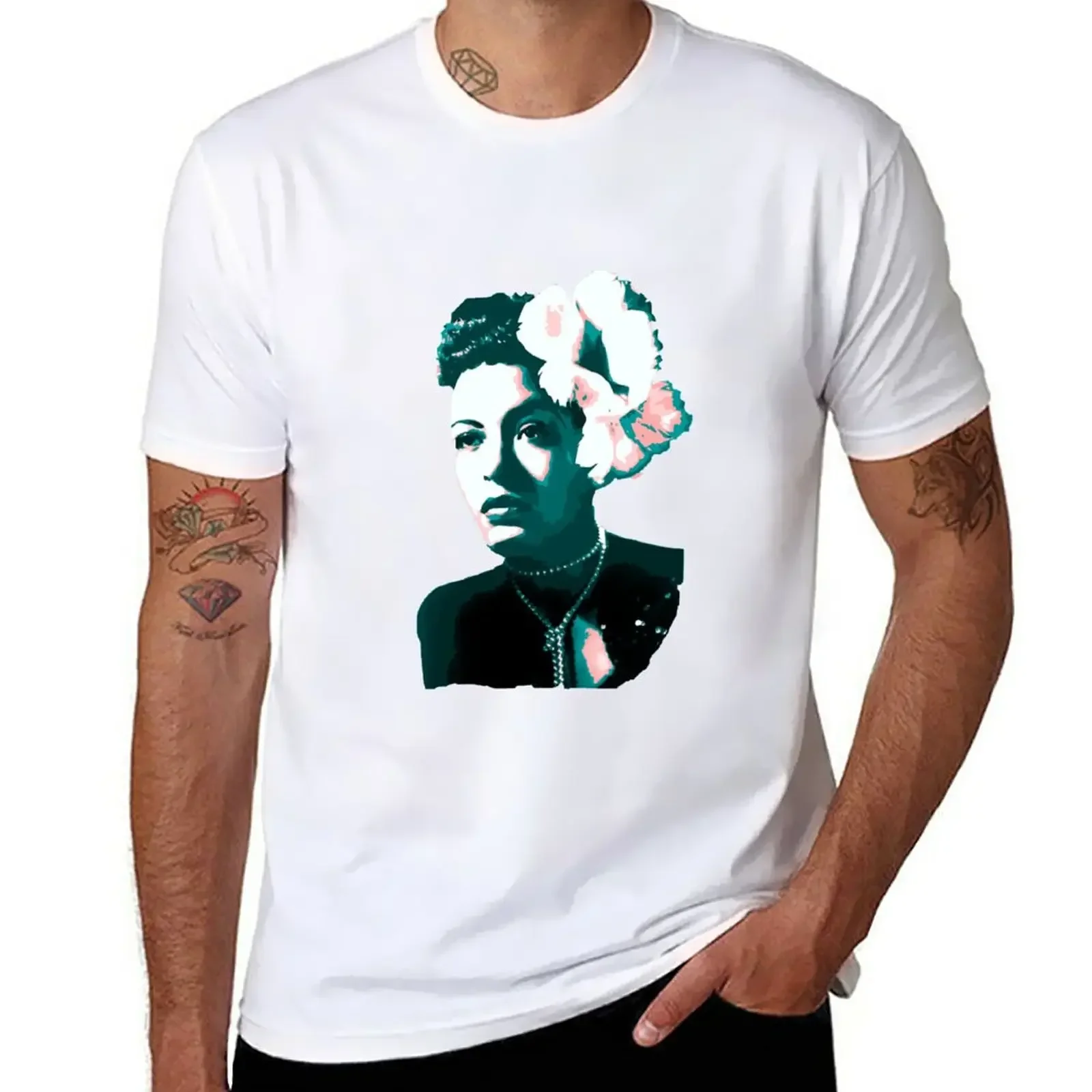 Billie Holiday T-Shirt korean fashion tops blacks men graphic t shirts