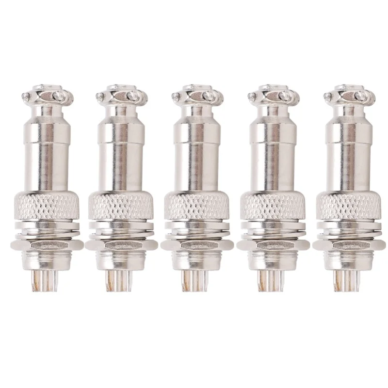 

5Pcs Aviation Plug Connector Male Female Wire Panel Power Chassis Metal Fittings 5A GX12 450V6pin