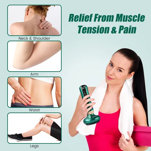 Imagen 2 del producto Ventosa de vacío de 12 velocidades, masajeador eléctrico con ventosas GuaSha, anticelulitis, belleza, salud, raspado, calor, masaje adelgazante corporal, USB