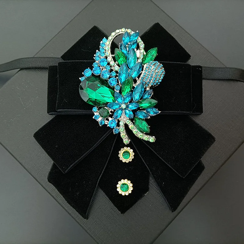 

Бархатные галстуки-бабочки со стразами, ювелирные изделия ручной работы, подарки, мужской элитный деловой банкетный костюм, рубашка, свадебный галстук-бабочка, женский воротник с цветком