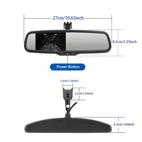 Imagen 2 del producto Monitor de espejo retrovisor de 4,3"" con especial 1 #   Pieza de repuesto del soporte Ajuste universal para múltiples marcas de automóviles, incluida BUICK