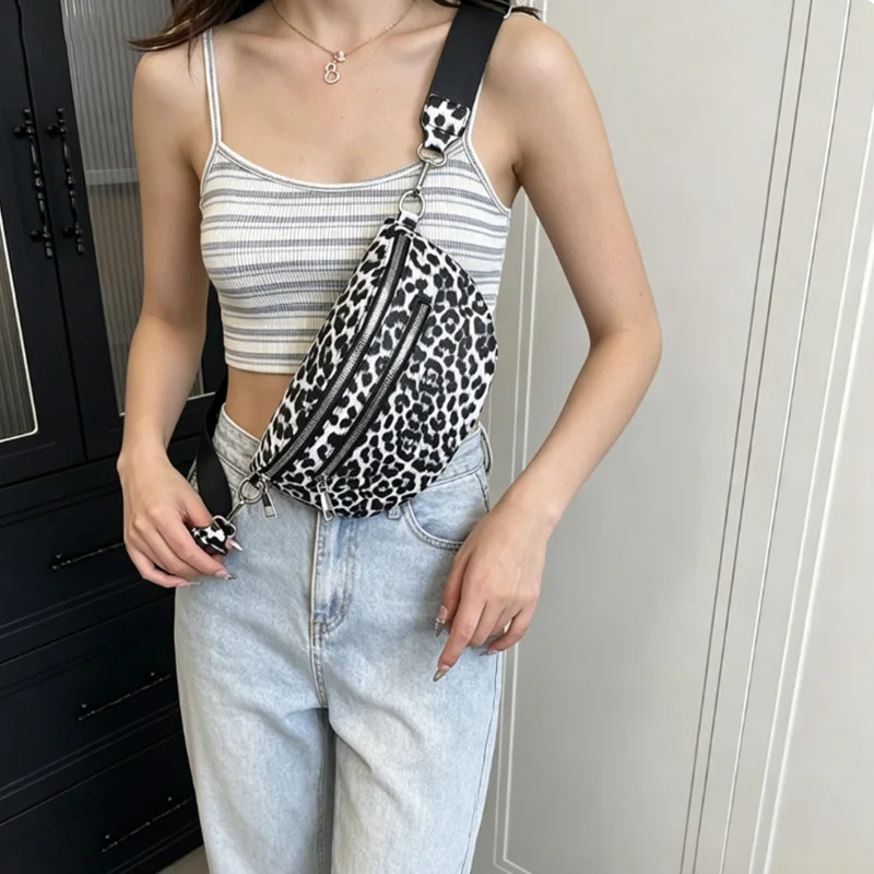 2026 Sommer Leopardenmuster Gürteltasche Designer Bauchtasche Damen Brusttasche Mode Gürteltasche Canvas Damen Schulter Umhängetaschen
