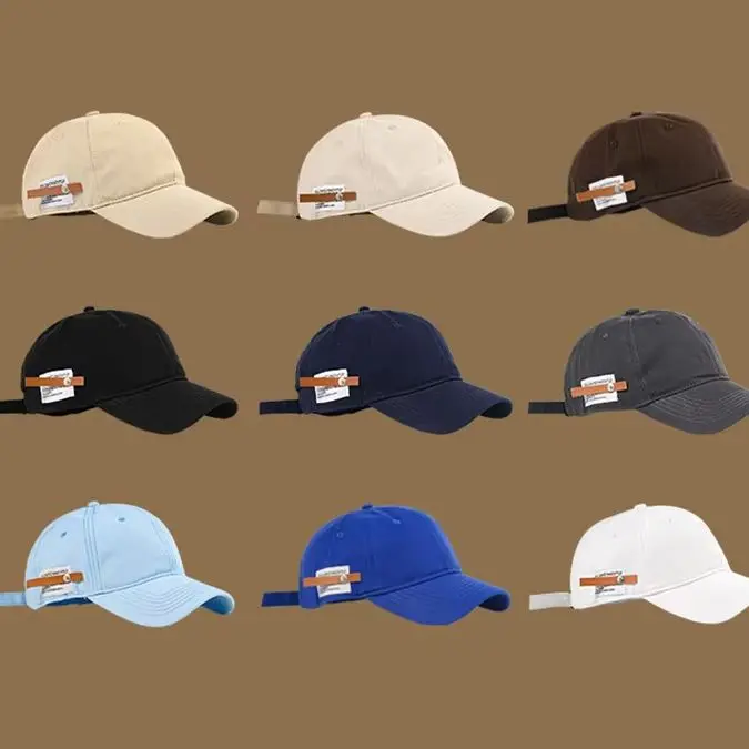 

Korean-Style Retro Small-Label Baseball Cap for Both Men and Women Large-Sized Outdoor Sports Baseball Cap Beach Sun Hat