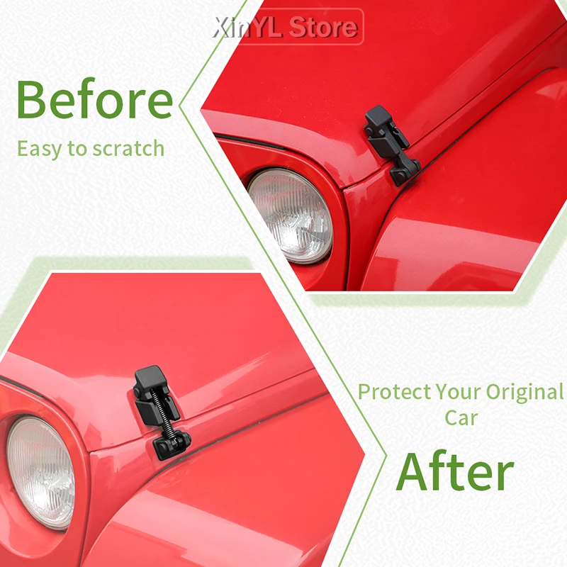 Car Hood Catch Latch Kit Spring Style For Jeep Wrangler TJ For Jeep Wrangler JK Black Auto Exterior Accessories