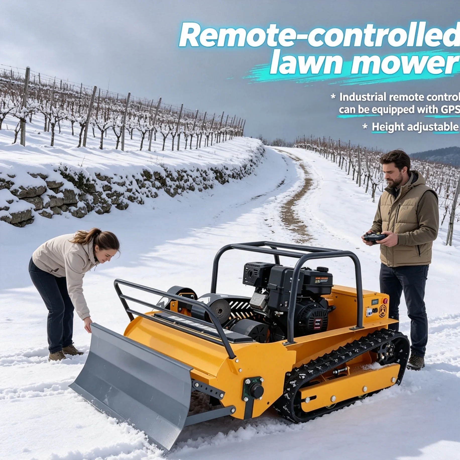 Customized Industrial Wireless Control Robotic Mower Checks Data via Screen, Anti-Slip Crawler Improves Full Terrain Compatibili