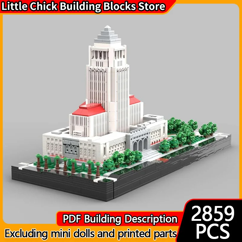 

Модель City Street View MOC, строительные кирпичи, Лос-Анджелес, городской зал, модульная технология, детские праздничные подарки, сборные игрушки, костюм