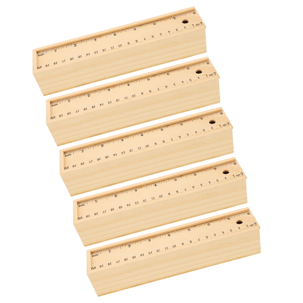 5pcs Pencil Case Large Capacity Pen Box for Students Portable Wood Organizer Kids School Supplies Multifunction Desk Accessory