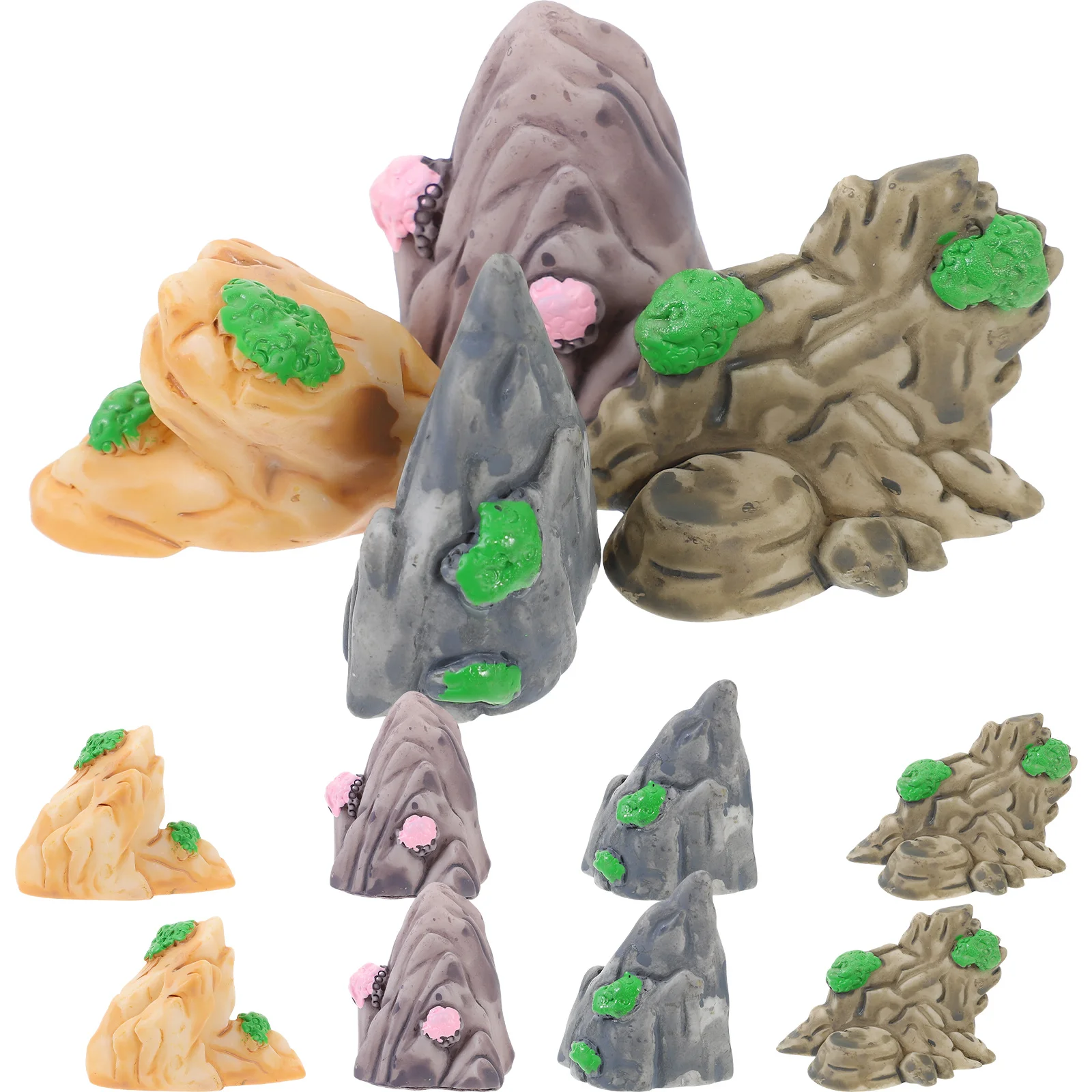 

12Pcs Mini Bonsai Mountain Resin Fish Tank Decorations Safe for Fish and Water Quality Mini Resin Mountain Aquarium Mountains