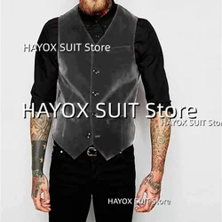 Men's Vest Single Breasted Velvet V Neck Fashion Chalecos Wedding Groom Prom Waistcoat