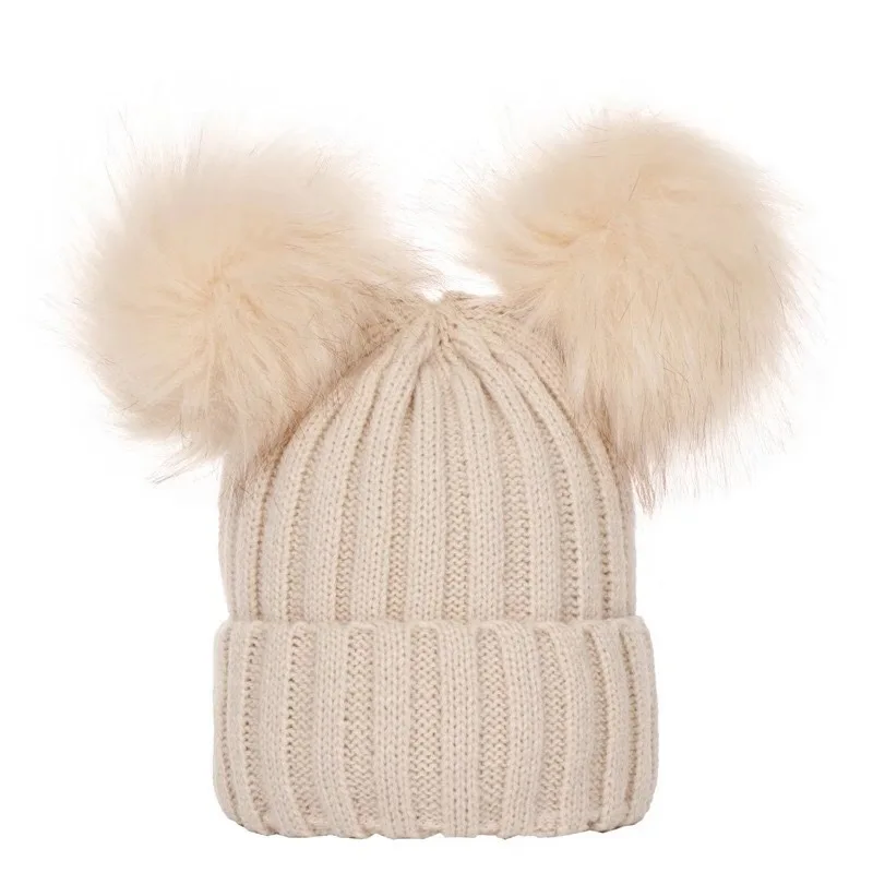 Kinder-Beanie-Mützen, warme Wintermützen für Babys, gestrickte Mützen für Kinder, Mützen mit Bommel, Babymützen für Mädchen und Jungen im Alter von 0 bis 3 Jahren. – Detail 5