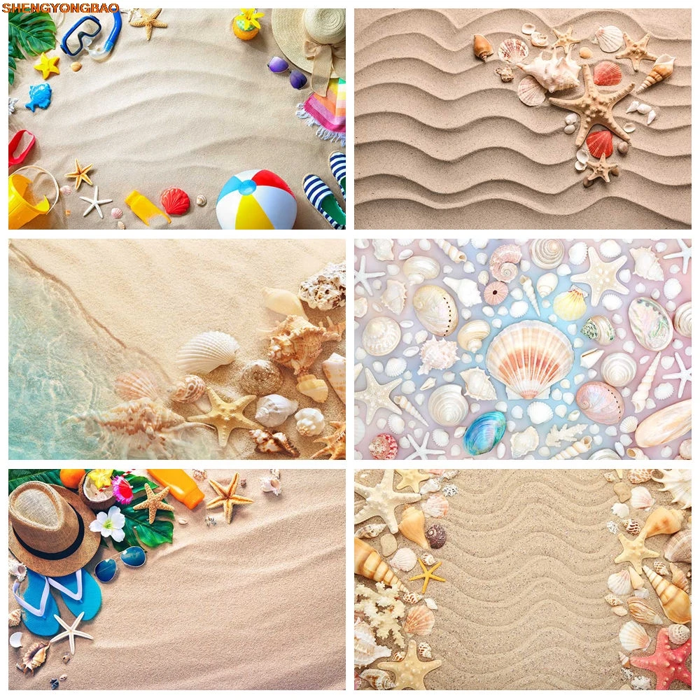 

Summer Holiday Backdrop Photography Beach Sand Coral Photozone Background Children Studio Photozone Accessories