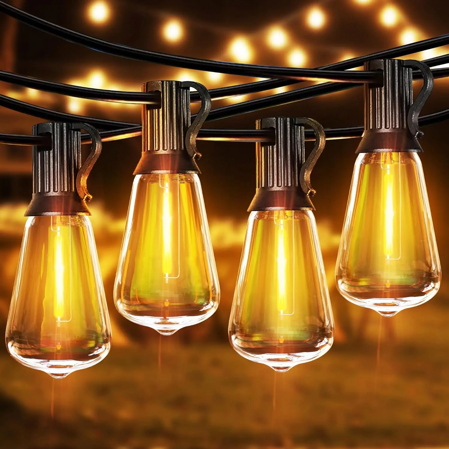 

200FT Outdoor Waterproof Light String ST38 Edison Bulb Suitable For Christmas Backyard Garden Parties Christmas Decoration
