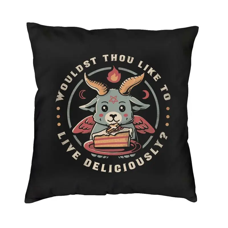 Baphomet Throw Pillow Cover Home Decorative Kawaii Satan Demon Occult Goat Skull Lucifer Cushion Cover For Living Room