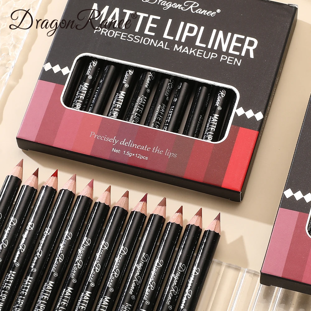 Juego de delineador de labios de 12 piezas, lápiz labial de taza antiadherente mate de terciopelo, resistente al agua y al sudor, blanqueamiento, juego de delineador de labios de otoño e invierno