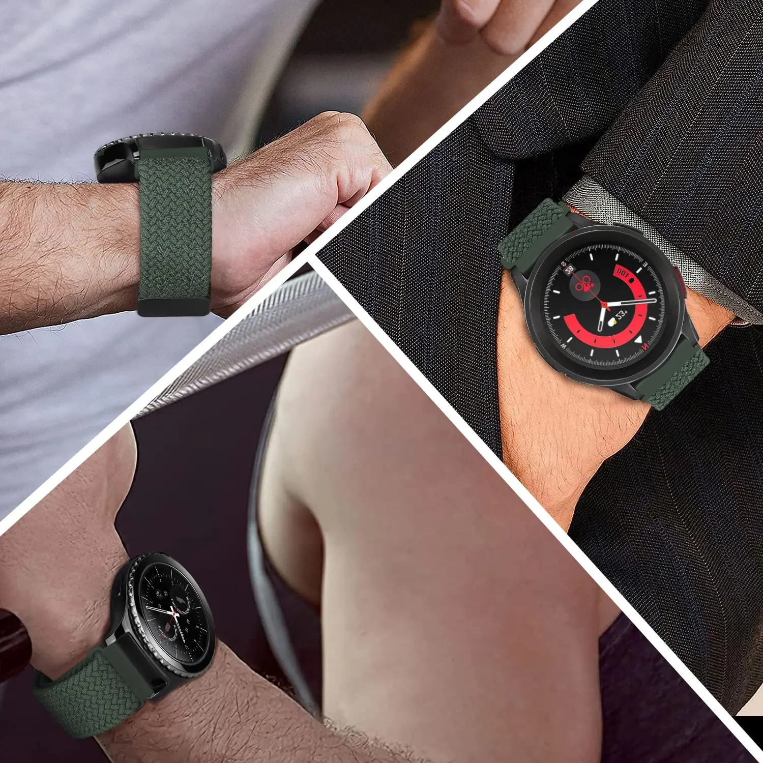 حزام مضفر لساعة جلاكسي ، حلقة نايلون ، ساعة هاواوي GT2 3 4 باند ، سامسونج جلاكسي 6 ، 4 كلاسيك ، 5 برو ، سوار نشط 2 ، S3 ، 46 ، 20 ، 22 سامسونج