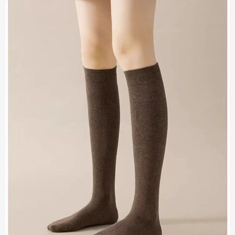 Socks women's Winter Warm Long Stockings Thick Thermal Cotton Terry Solid Harajuku Breathable Thicken Casual Knee High Socks image 6