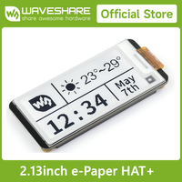 Waveshare 2.13inch E-Paper HAT+ for Raspberry Pi Zero/Zero W/5/4B/3B, E-Ink Display, 250x122 , Immersion Gold Process, SPI