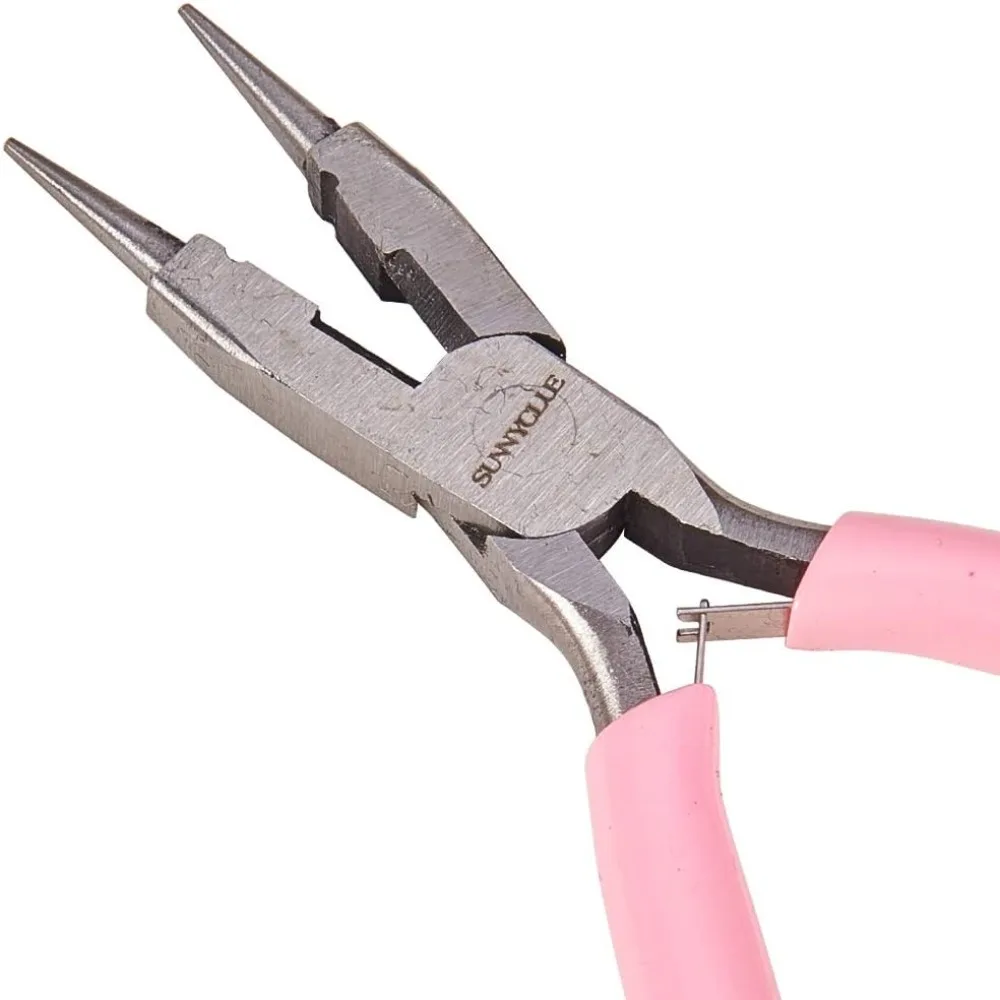 4.5 Inch Round Nose Pliers Wire Cutter 4-in-1 Mini Precision Pliers Wire Bending Pliers Side Cutter for DIY Jewelry Making Pink