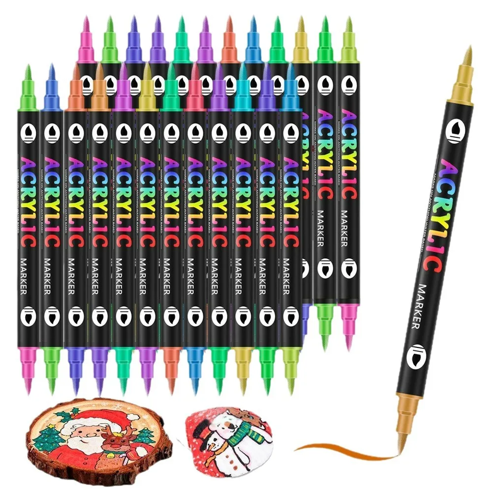 

24/48/72 Colors Double Nib Acrylic Markers Paint Pens Dual Color Art Markers Brush Pen Dual Tip for DIY Crafts Graffiti Cloth