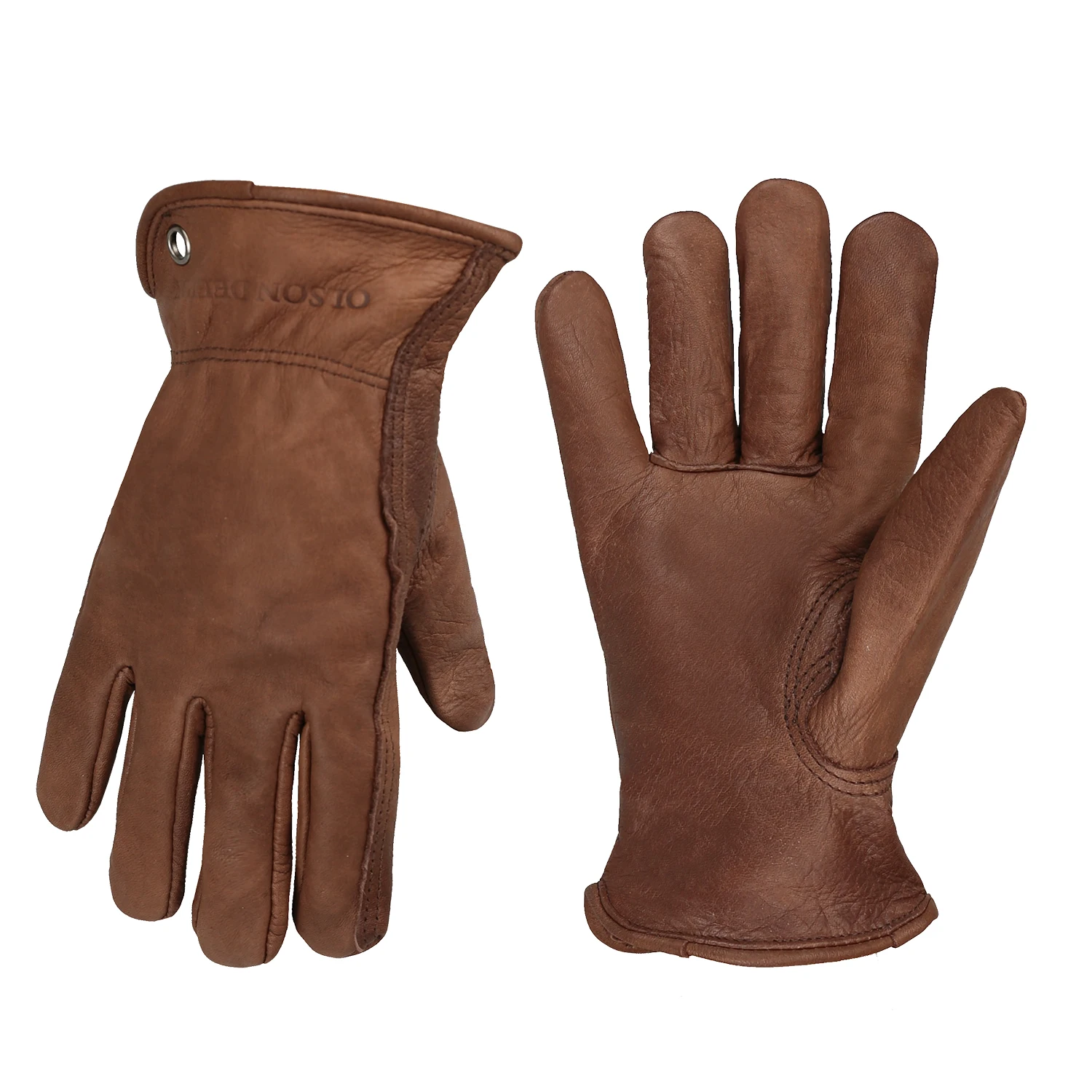 Brown Leather Work Gloves for Cutting/Motorcycle/Farm,Cowhide Work