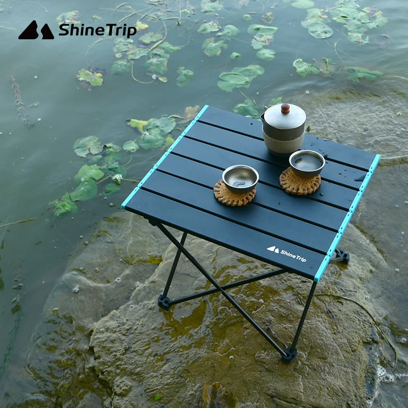 Outdoor Camping Folding Table ShineTrip Aluminum Alloy Portable Lightweight BBQ Picnic Table Camping Dinner Aluminum Plate Table