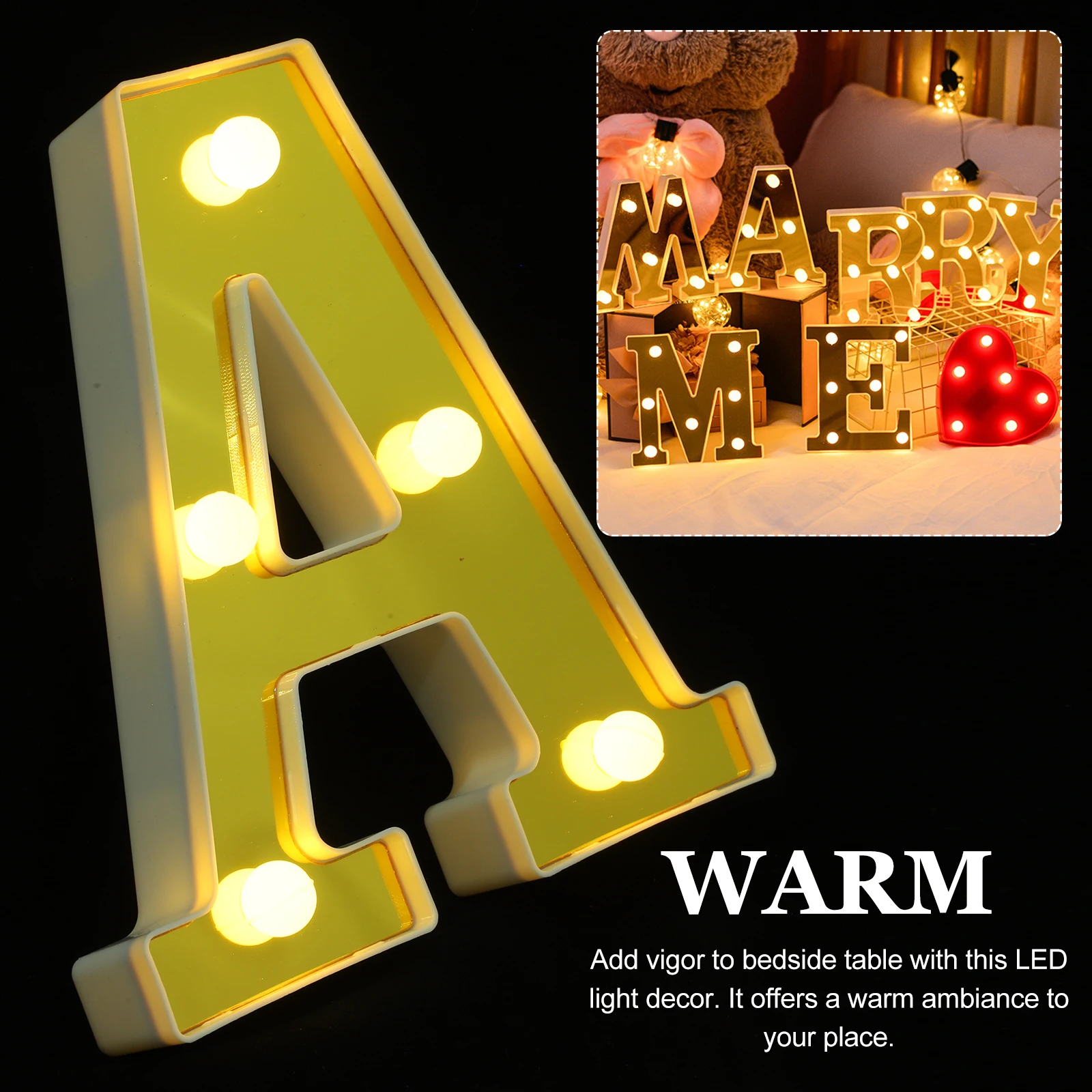 

LED Letter Light Night Lamp Decorative Signs for Bedroom Wall Plastic Modeling Lamp Unique Shape Warm Ambiance Wedding Bridal
