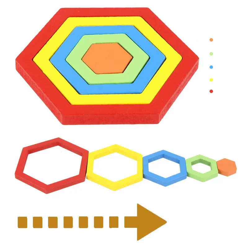 Baby Colorful Wooden Geometric Shapes Cognition Puzzle Board Kids Math Game Montessori Preschool Learning Educational Toys