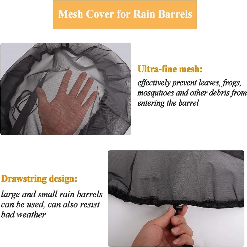 Mesh Cover Netting for Rain Barrel Water Collection Bucket Raindrop Anti-fall Leaves Filter Net Water Protection Tool