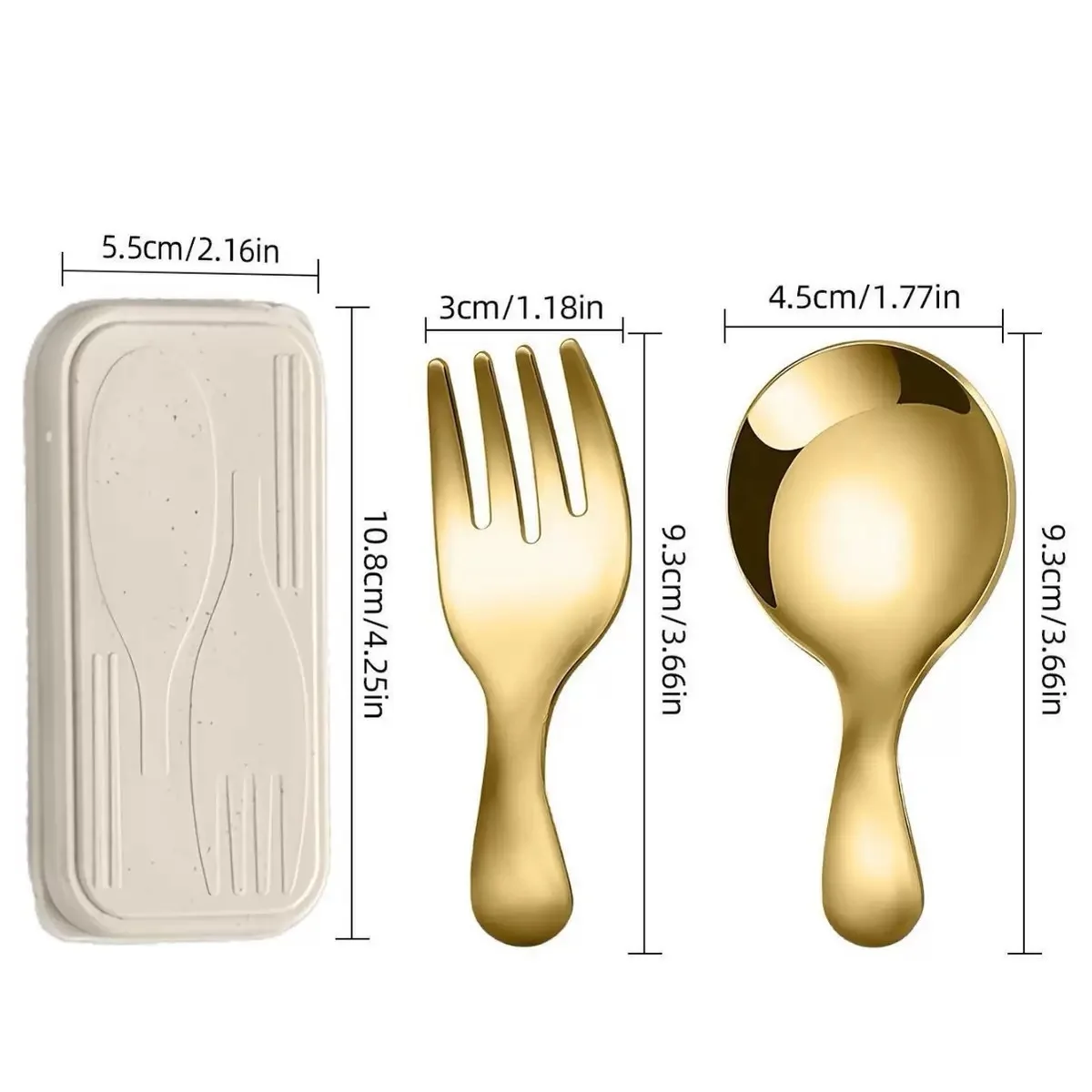 2-Pack Gold Stainless Steel Camping Fork and Spoon Set - Portable, Durable and Lightweight Tableware for Outdoor Adventures