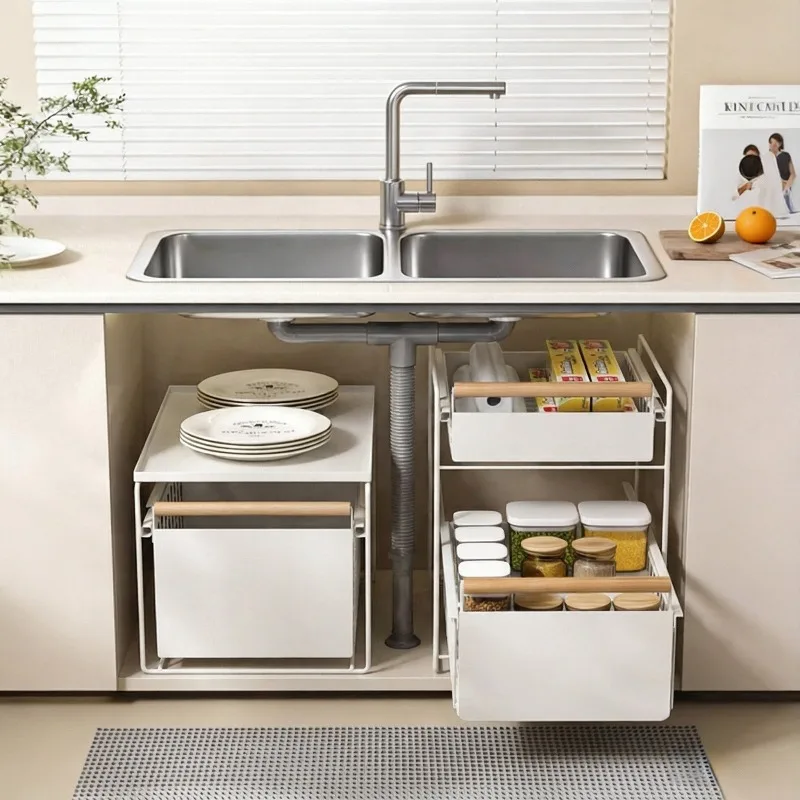 Shelves Metal Rack Under Sink Coffee Organization Storage Tea Bag Holder Kitchen Apartment Prateleira Parede Kitchen Accessories