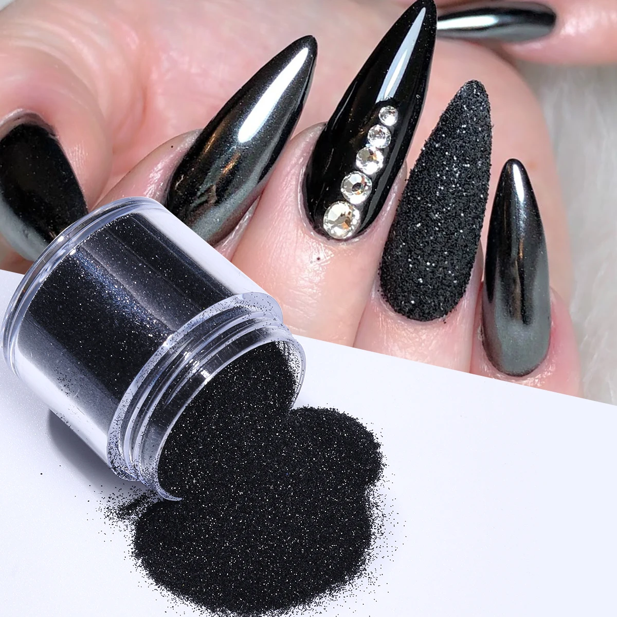 4 pçs fino iridescente camisola prego lantejoulas preto branco açúcar em pó pigmento holográfico inverno design brilhante manicure decoração flash