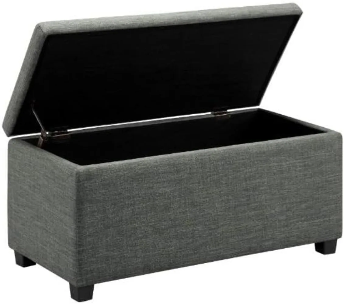 

Amazon Basics Upholstered Storage Rectangular Ottoman and Entryway Bench, Polyester, Charcoal Gray, 35.5"W X 16.5"D X 17"H