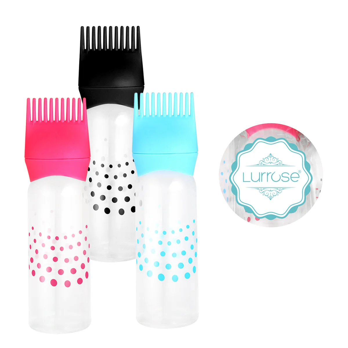

3Pcs Lightweight Hair Dye Bottles Smooth Surface Coloring Applicator with Comb for Even Distribution Home Salon Use Black Rosy