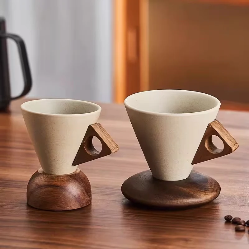 Gifts Vintage Ceramic Coffee Mug Funnel with Base Americano Latte Cup Coffee Table Decorative Ornament Creative Home Mug