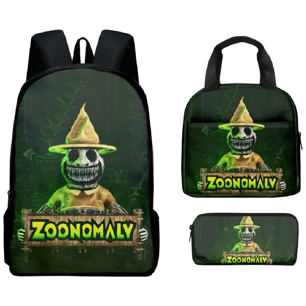 Hip Hop Popular Funny Peculiar Zoonomaly 3D Printed 3pcs/Set pupil School Bags Laptop Daypack Backpack Lunch bag Pencil Case