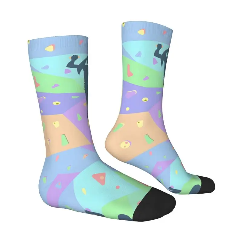 Kawaii Printed Bouldering Rock Climbing Wall Socks for Men Women Stretchy Summer Autumn Winter Climber Gift Crew Socks