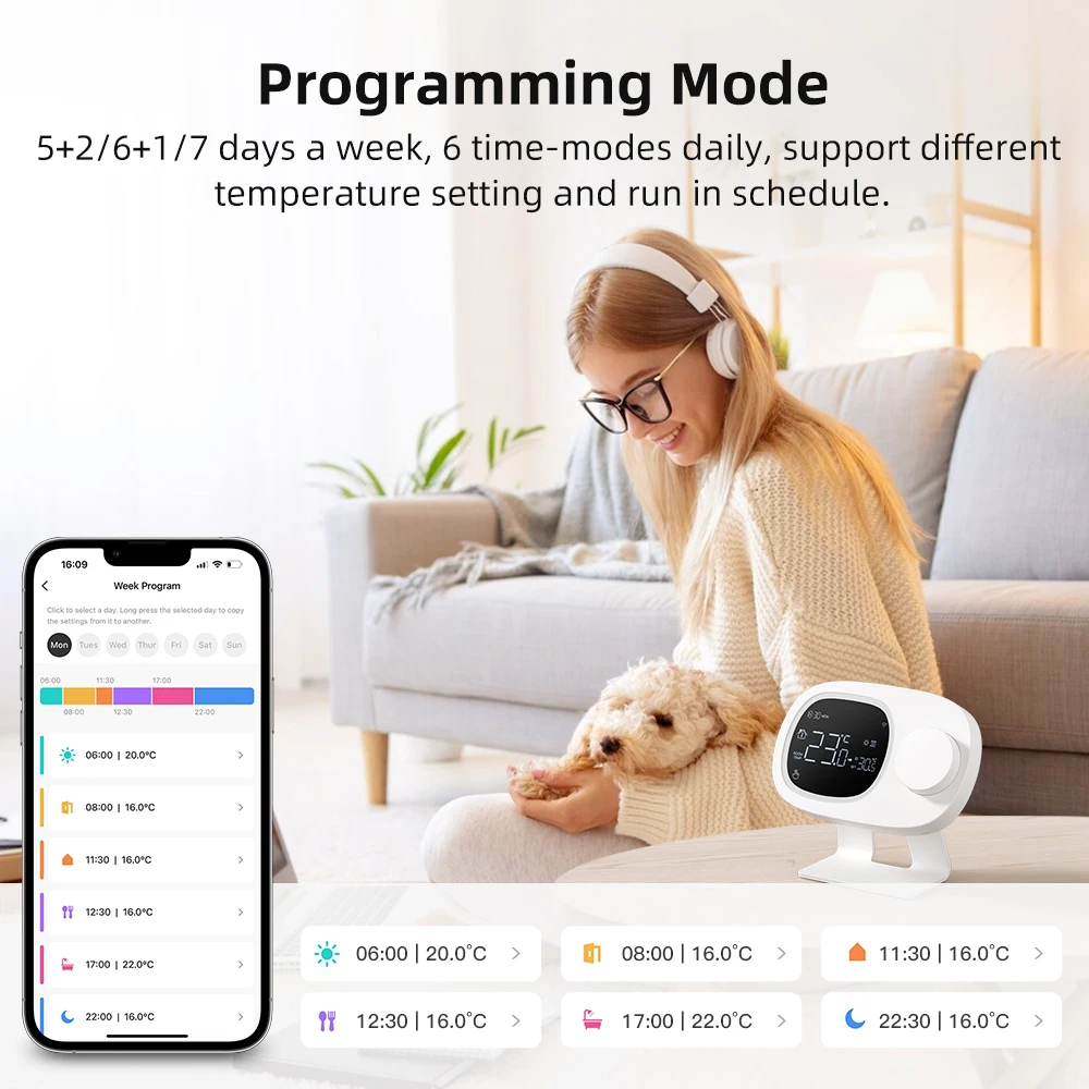 MIUCDA Tuya WiFi RF433 termostato inteligente válvula de caldera de Gas y agua controlador de temperatura programable funciona para Alexa Google Home