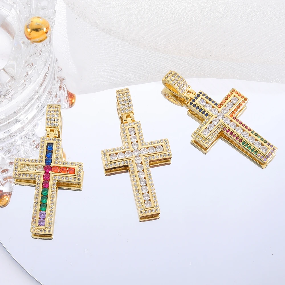 Juya Handmade 18K Real Gold Plated Opal Shell Christian Cross Charms For DIY Religious Christmas Gift Jewelry Making Supplies