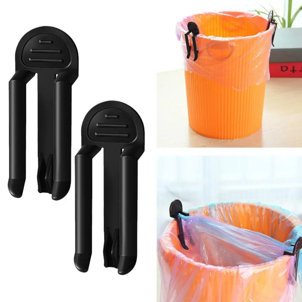 2 Pcs Rubbish Bag Fixation Clips Waste Basket Can Clip Clamp Bag Practical Bag Tools Snack Holder Garbage Anti-Slip Sealing C1S8