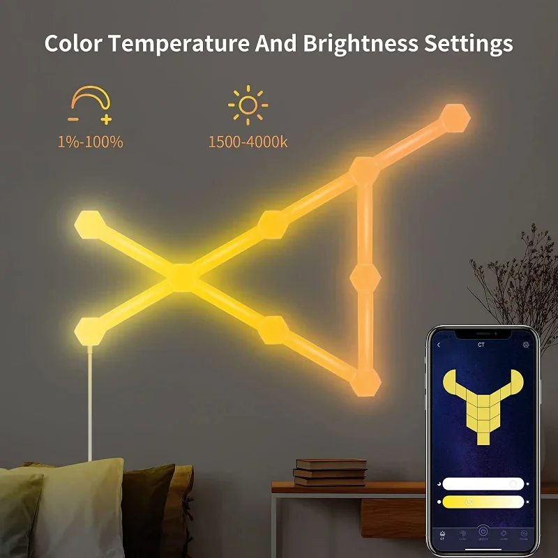 Smart WIFI LED Wall Lamp RGBIC Light Bar DIY Atmosphere Night Light APP Music Rhythm TV Backlight Bedroom Game Room Decoration