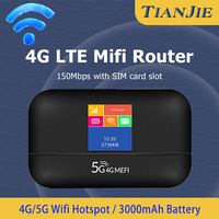 TIANJIE G43 4G Mobile Router with Wi-Fi Hotspot 3000mAh Battery Mifi Router Global Band Support Business Portable 5G LTE Router