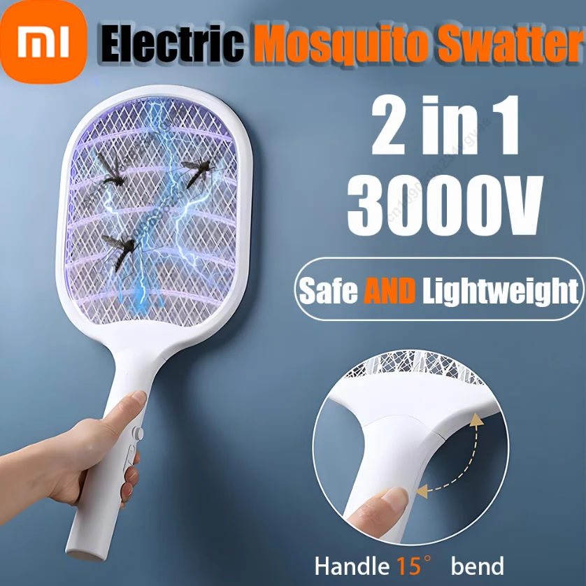 

Xiaomi 3000V Electric Mosquito Swatter 2-In-1 Rechargeable Mosquito Swatter Household Multifunctional Automatic Mosquito Swatter