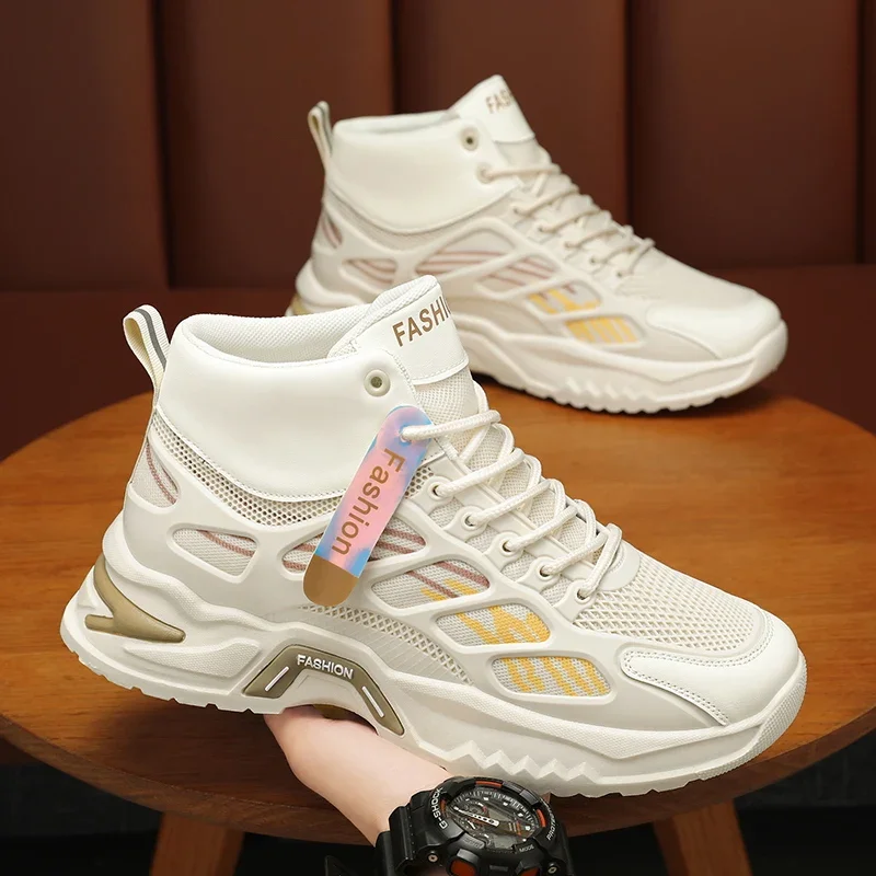 

Летние кроссовки на воздушной подушке, мужские ботильоны, модельерские нескользящие теннисные туфли, 2025 г., мужские высокие кроссовки