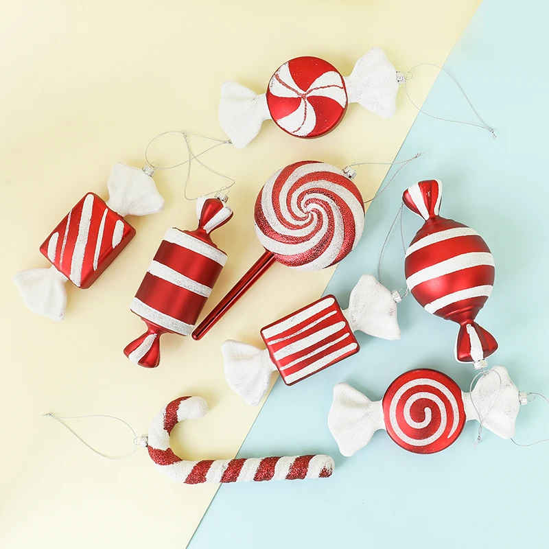 

Christmas Large Candy Pendant Red White Lollipop Candy Cane Ornaments Xmas Tree Hanging Decor Home Navidad 2025 New Year Gifts