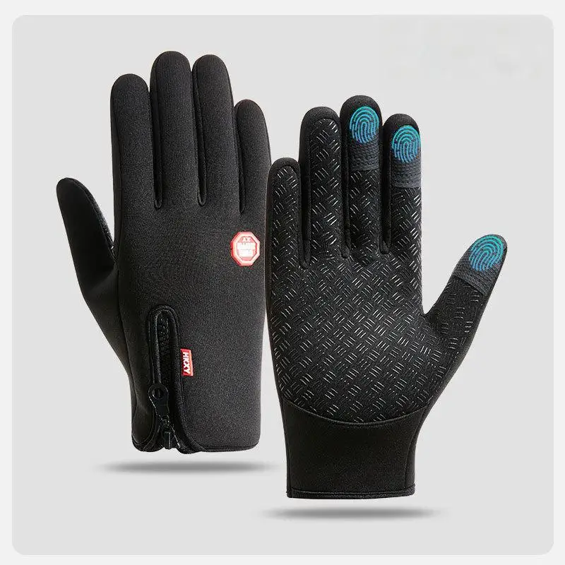 قفازات حرارية خارجية للشتاء والخريف، مقاومة للرياح ومقاومة للماء، قفازات ركوب الدراجات مبطنة بالصوف ومضادة للانزلاق