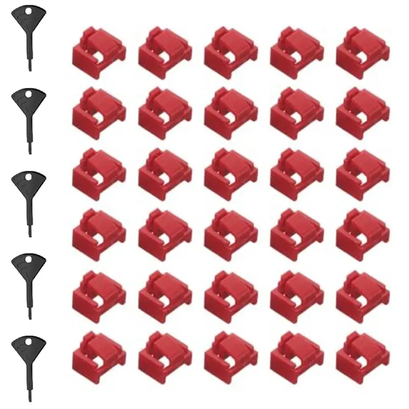 B50B-100Pcs RJ45 Ethernet Lock Plug Dust Cover, ABS Snap-In Protector For Network Hubs, Server Racks & Sockets