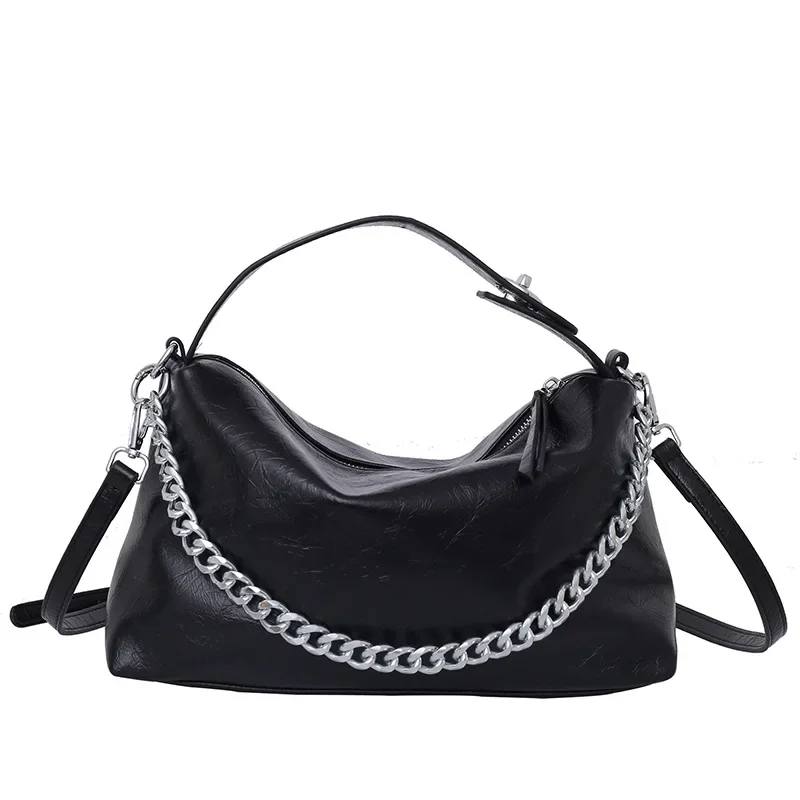 Women Heart Chain Convertible Crossbody CrystalMetallic Bag Tote