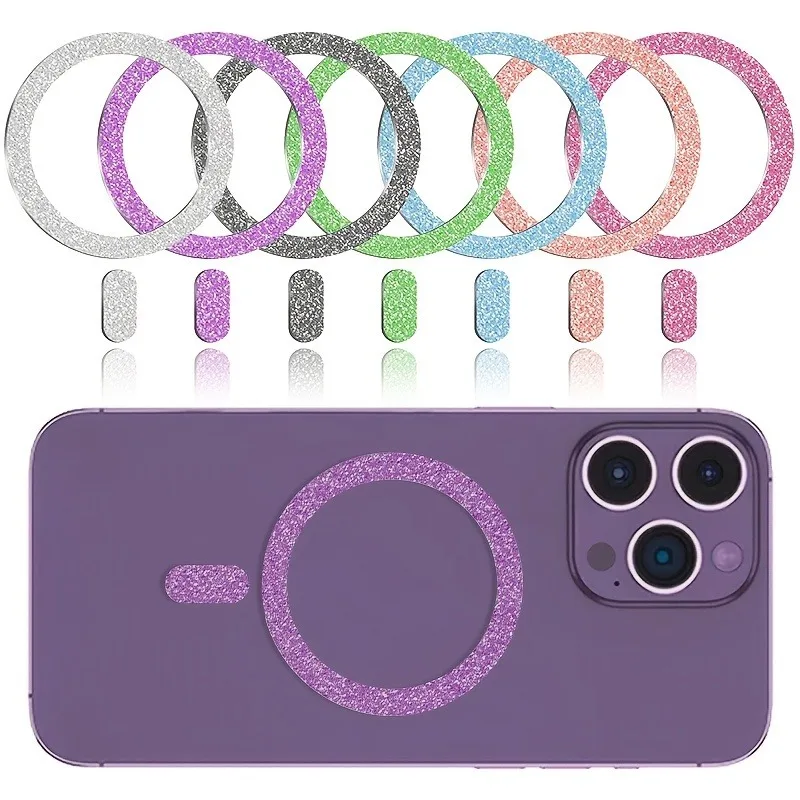 1-2 шт. блестящая металлическая наклейка для мобильного телефона, железная пластина для Magsafe, аксессуары для умных телефонов с беспроводной зарядкой для iPhone 17 16 15