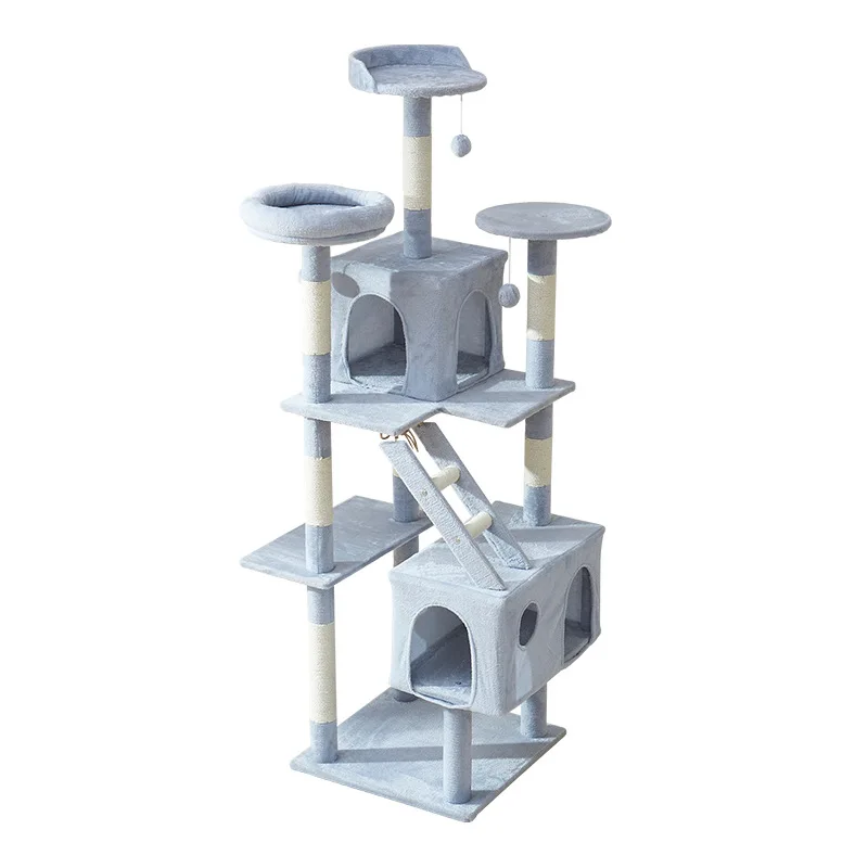 

Plush cute cat loves to play multi-layer staircase jumping platform blue climbing frame